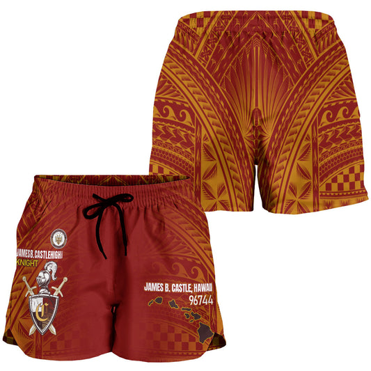 Hawaii James B. Castle High School Women Shorts - Knights With Shield Hawaii Patterns