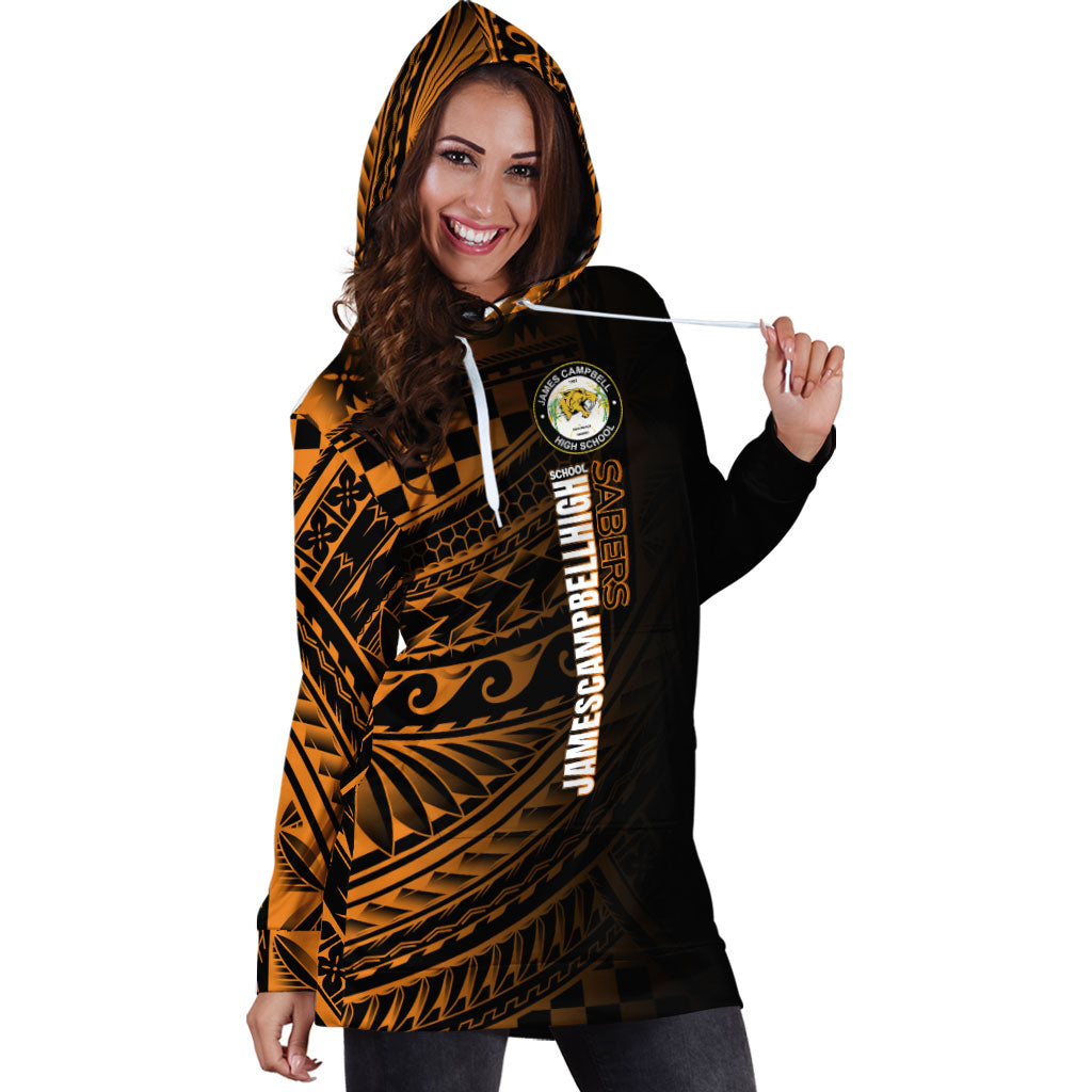 Hawaii James Campbell High School Hoodie Dress - Head Saber Tooth Mascot Hawaii Patterns