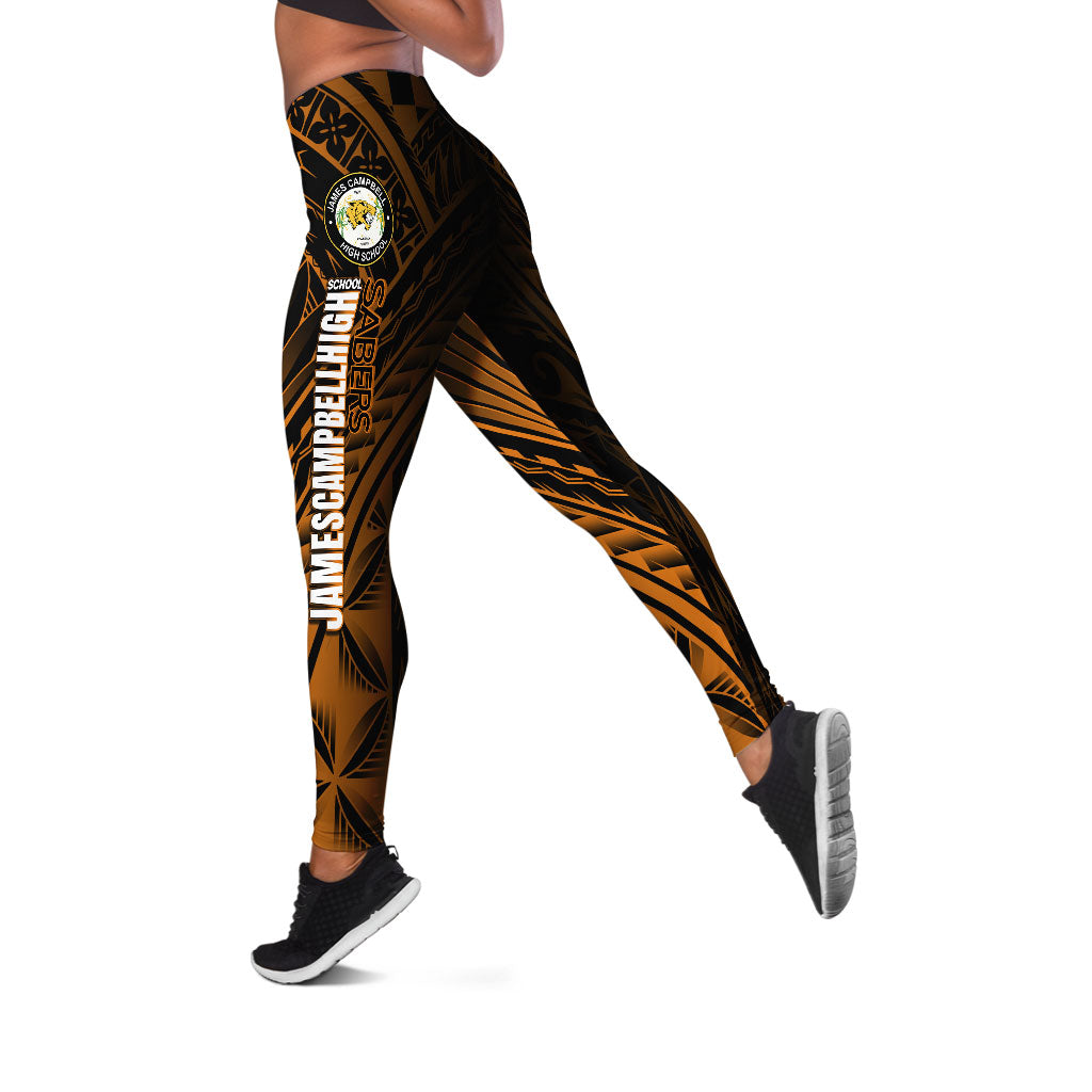 Hawaii James Campbell High School Legging - Head Saber Tooth Mascot Hawaii Patterns