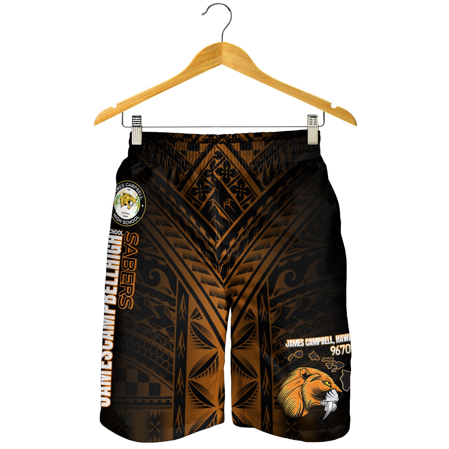 Hawaii James Campbell High School Men Short - Head Saber Tooth Mascot Hawaii Patterns