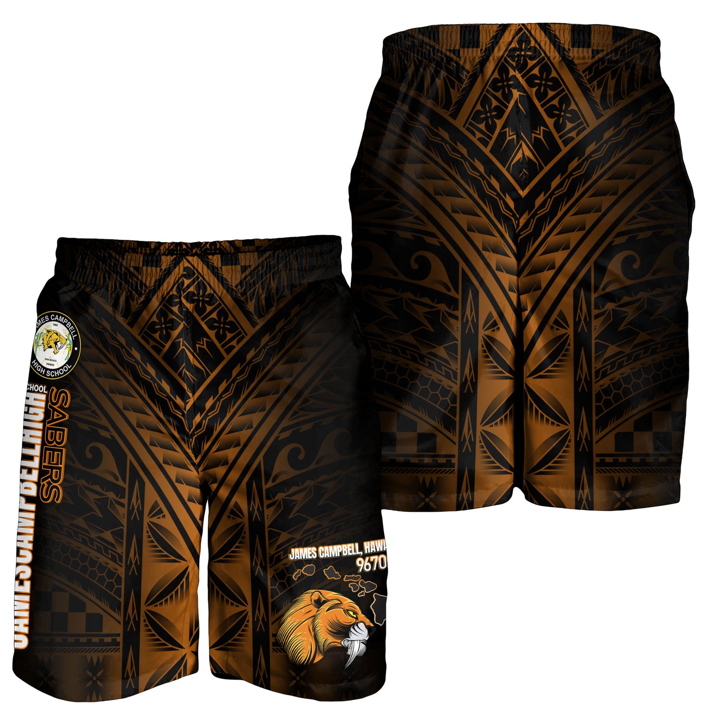 Hawaii James Campbell High School Men Short - Head Saber Tooth Mascot Hawaii Patterns