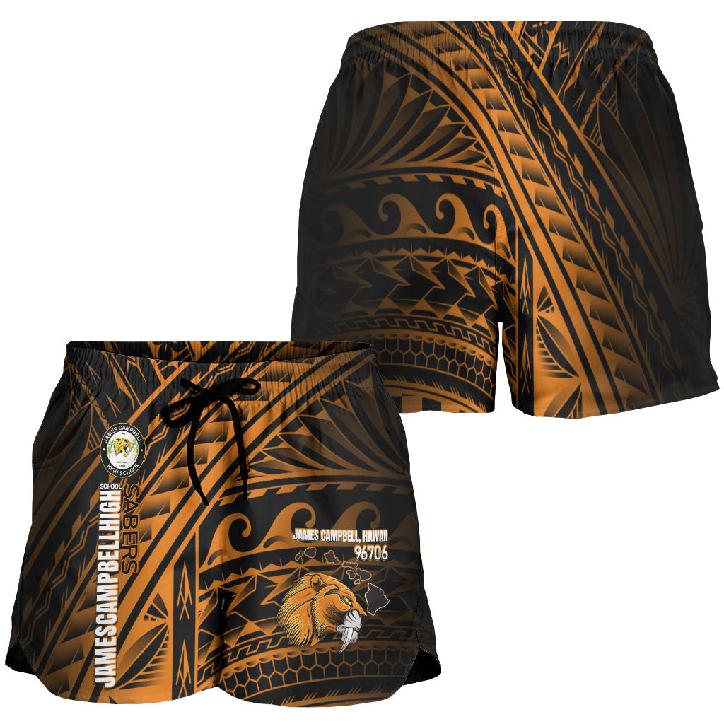 Hawaii James Campbell High School Women Shorts - Head Saber Tooth Mascot Hawaii Patterns