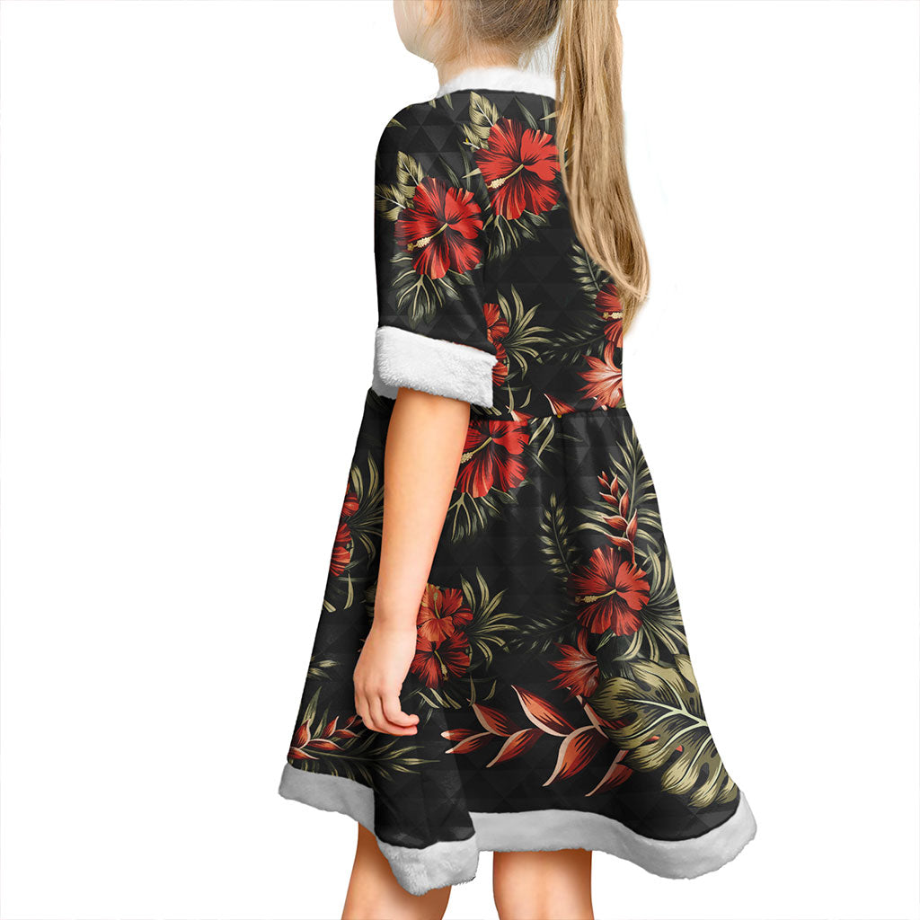 Hawaii Women and Kid Christmas Dress Kanaka Kakau Hibiscus