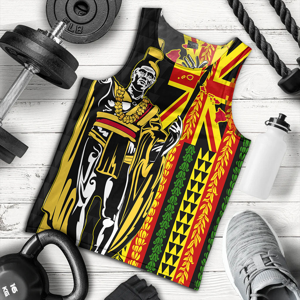 Hawaii Tank Top Kanaka King Aloha Flag With Flower Lie Beautiful