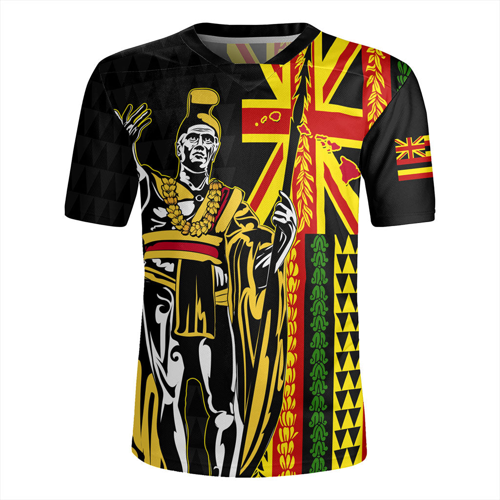Hawaii Rugby Jersey Kanaka King Aloha Flag With Flower Lie Beautiful