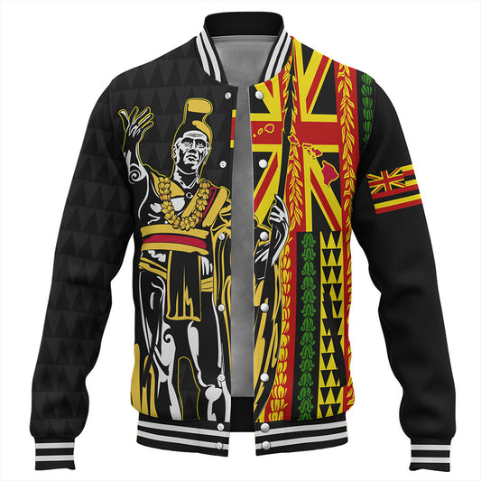 Hawaii Baseball Jacket Kanaka King Aloha Flag With Flower Lie Beautiful