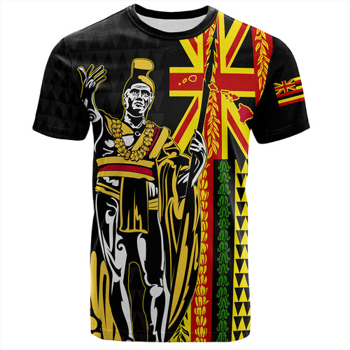 Hawaii T-Shirt Kanaka King Aloha Flag With Flower Lie Beautiful