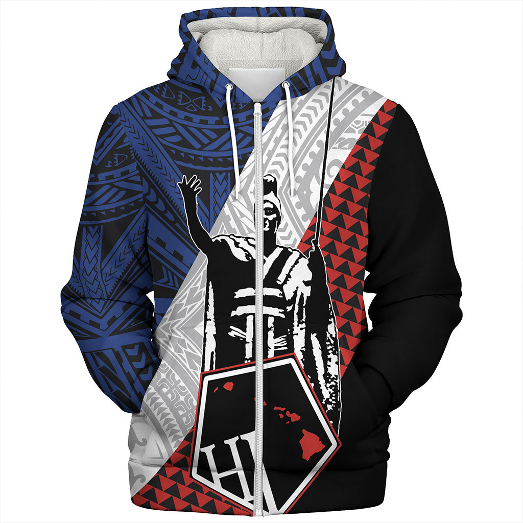 Hawaii Sherpa Hoodie Kanaka Maoli Cover Kakau Polynesian