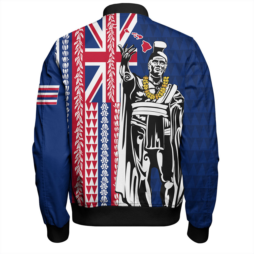 Hawaii Bomber Jacket King Aloha Flag With Flower Lie Beautiful