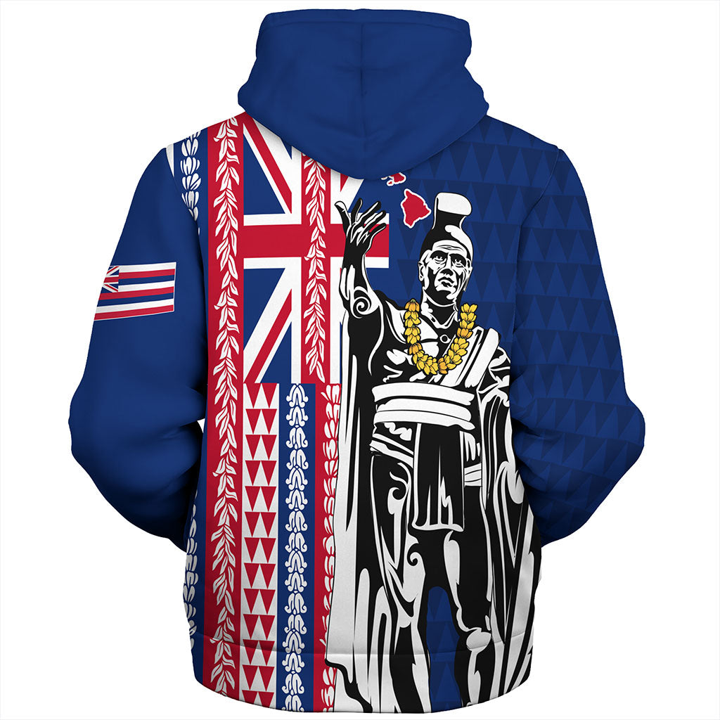 Hawaii Sherpa Hoodie King Aloha Flag With Flower Lie Beautiful