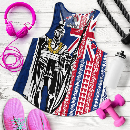 Hawaii Women Tank King Aloha Flag With Flower Lie Beautiful