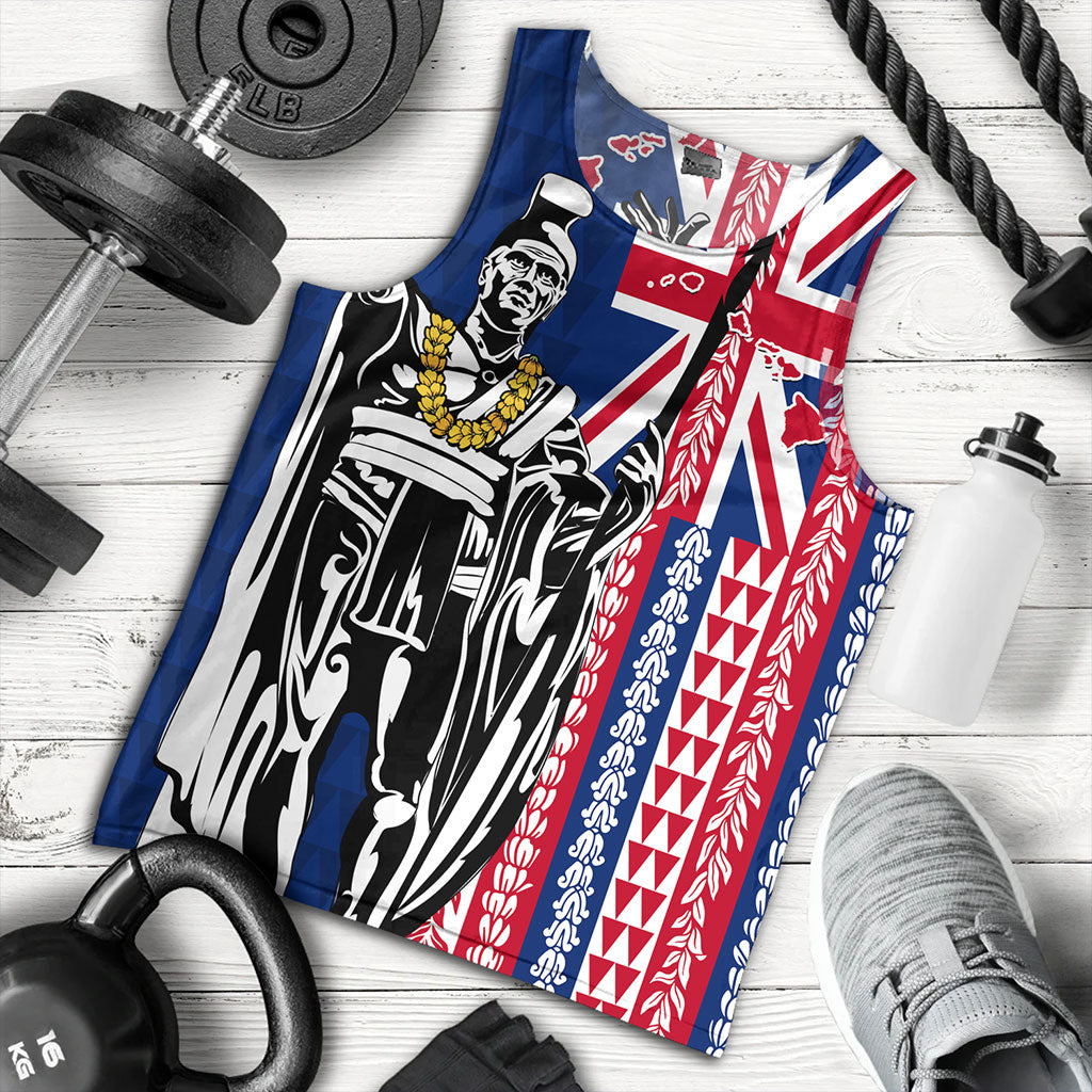 Hawaii Tank Top King Aloha Flag With Flower Lie Beautiful