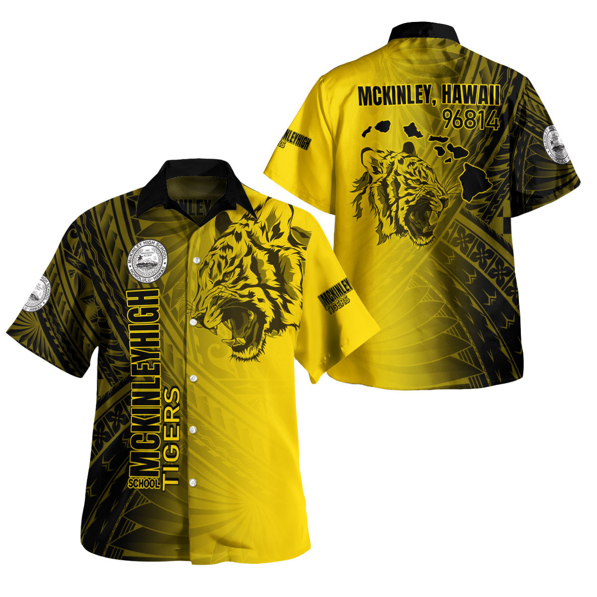 Hawaii McKinley High School Hawaiian Shirt - Tigers Mascot Hawaii Patterns