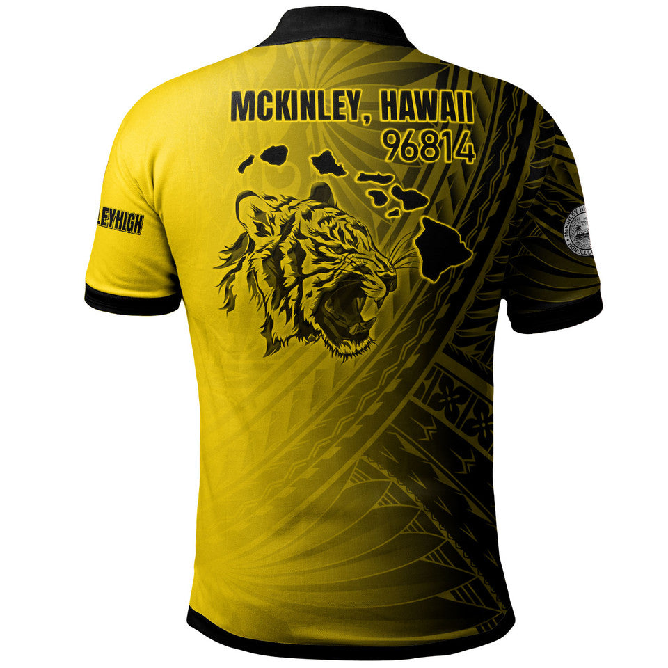 Hawaii McKinley High School Polo Shirt - Custom Tigers Mascot Hawaii Patterns