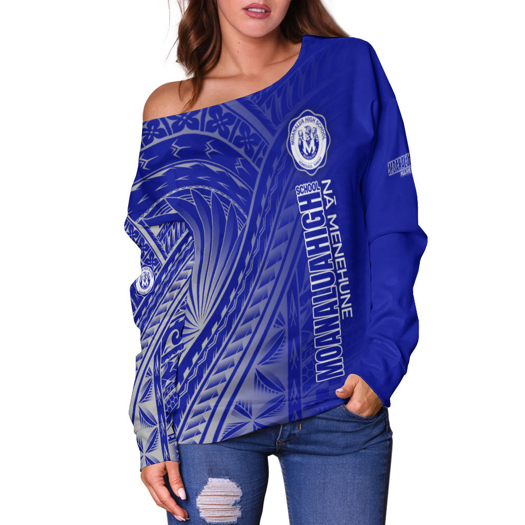 Hawaii Moanalua High School Off Shoulder Sweatshirt - Moanalua Na Menehune Hawaii Patterns
