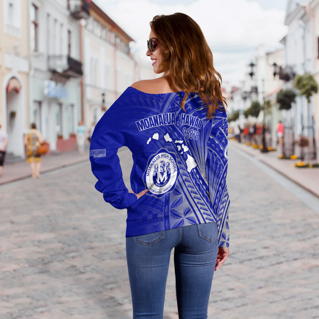 Hawaii Moanalua High School Off Shoulder Sweatshirt - Moanalua Na Menehune Hawaii Patterns