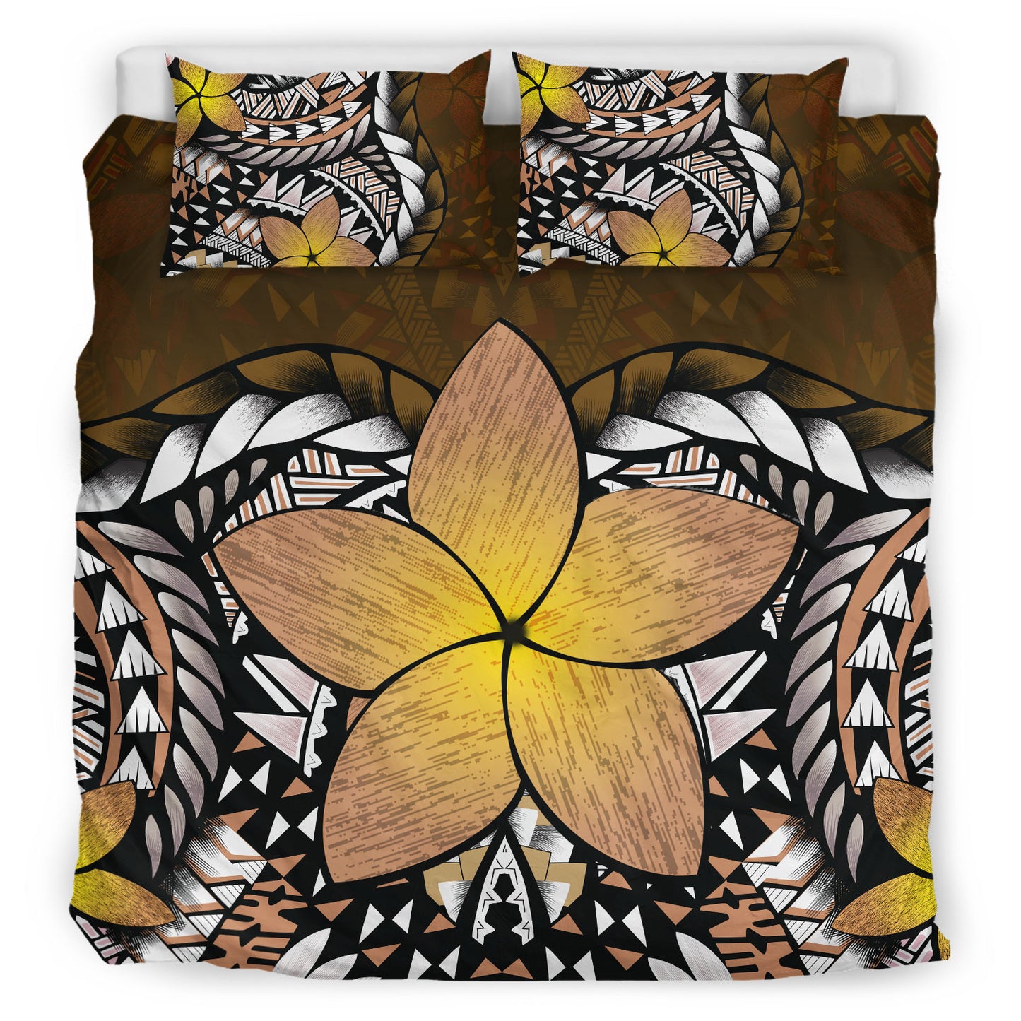 Hawaii Bedding Set Hawaii Plumeria Polynesian Traditional Patterns Vintage Version