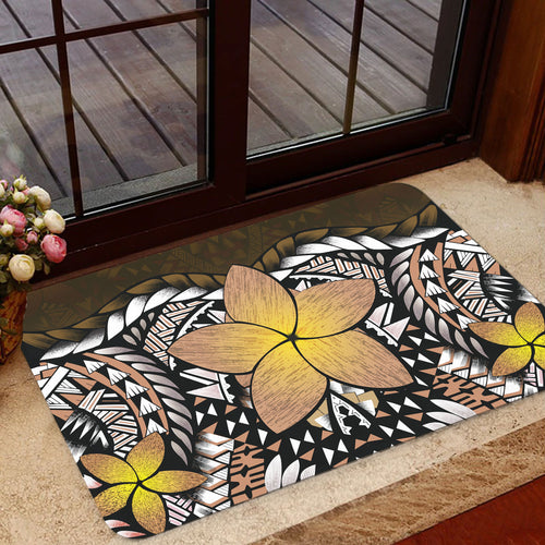 Hawaii Door Mat Hawaii Plumeria Polynesian Traditional Patterns Vintage Version