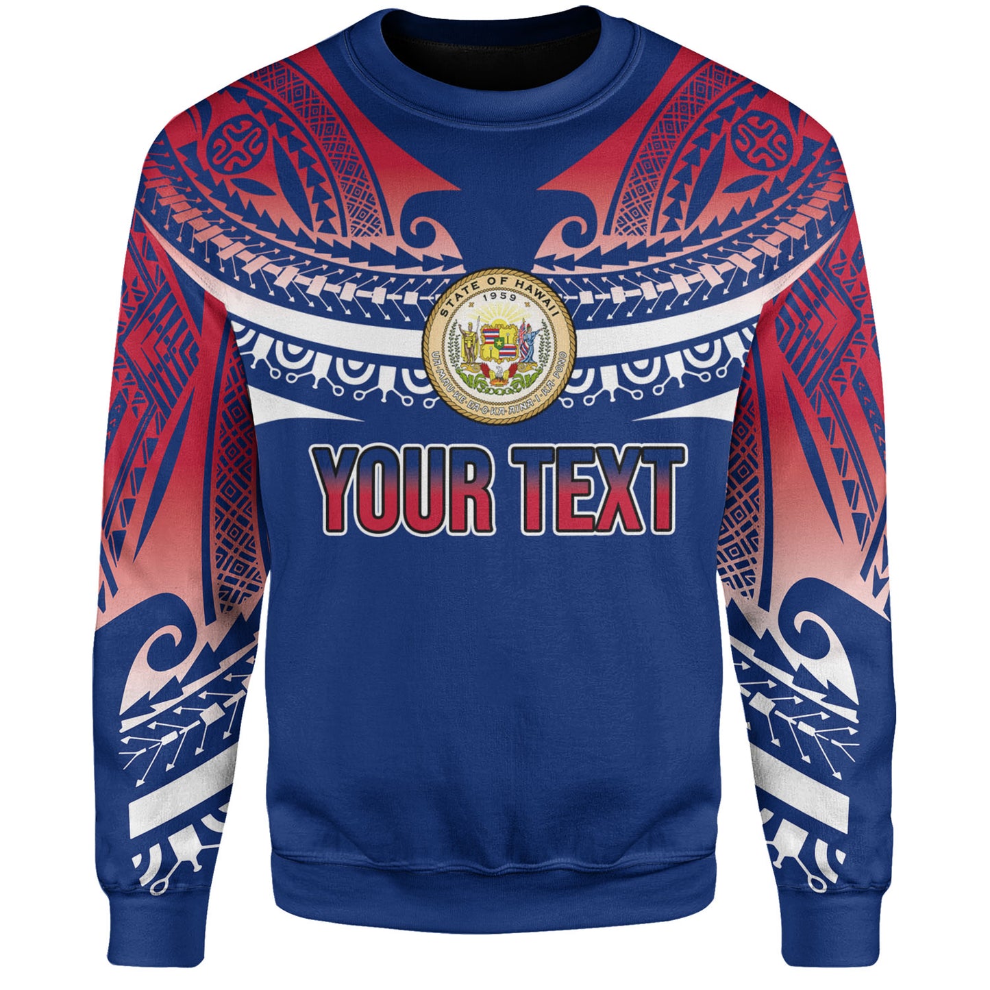 Hawaii Custom Personalised Sweatshirt Polynesian Tattoo Style Flag Color