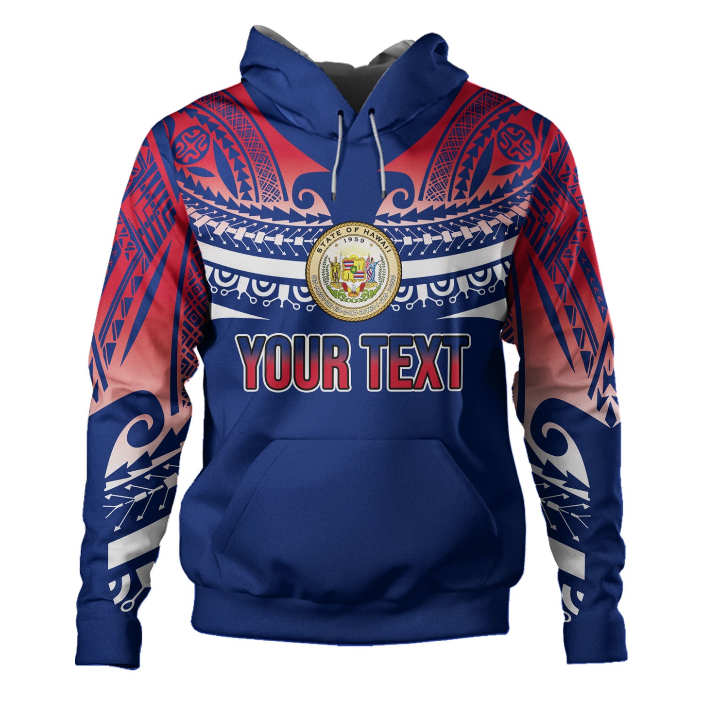 Hawaii Custom Personalised Hoodie Polynesian Tattoo Style Flag Color