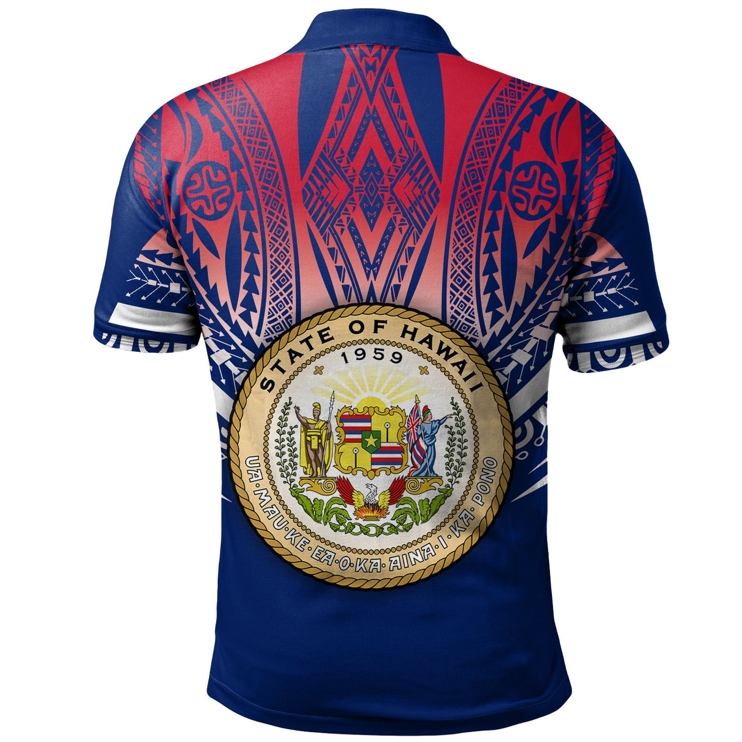 Hawaii Custom Personalised Polo Shirt Polynesian Tattoo Style Flag Color