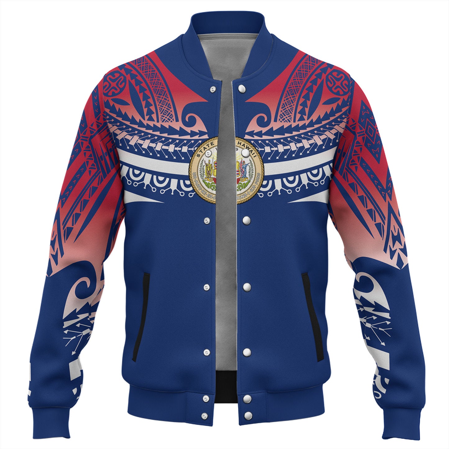 Hawaii Custom Personalised Baseball Jacket Polynesian Tattoo Style Flag Color