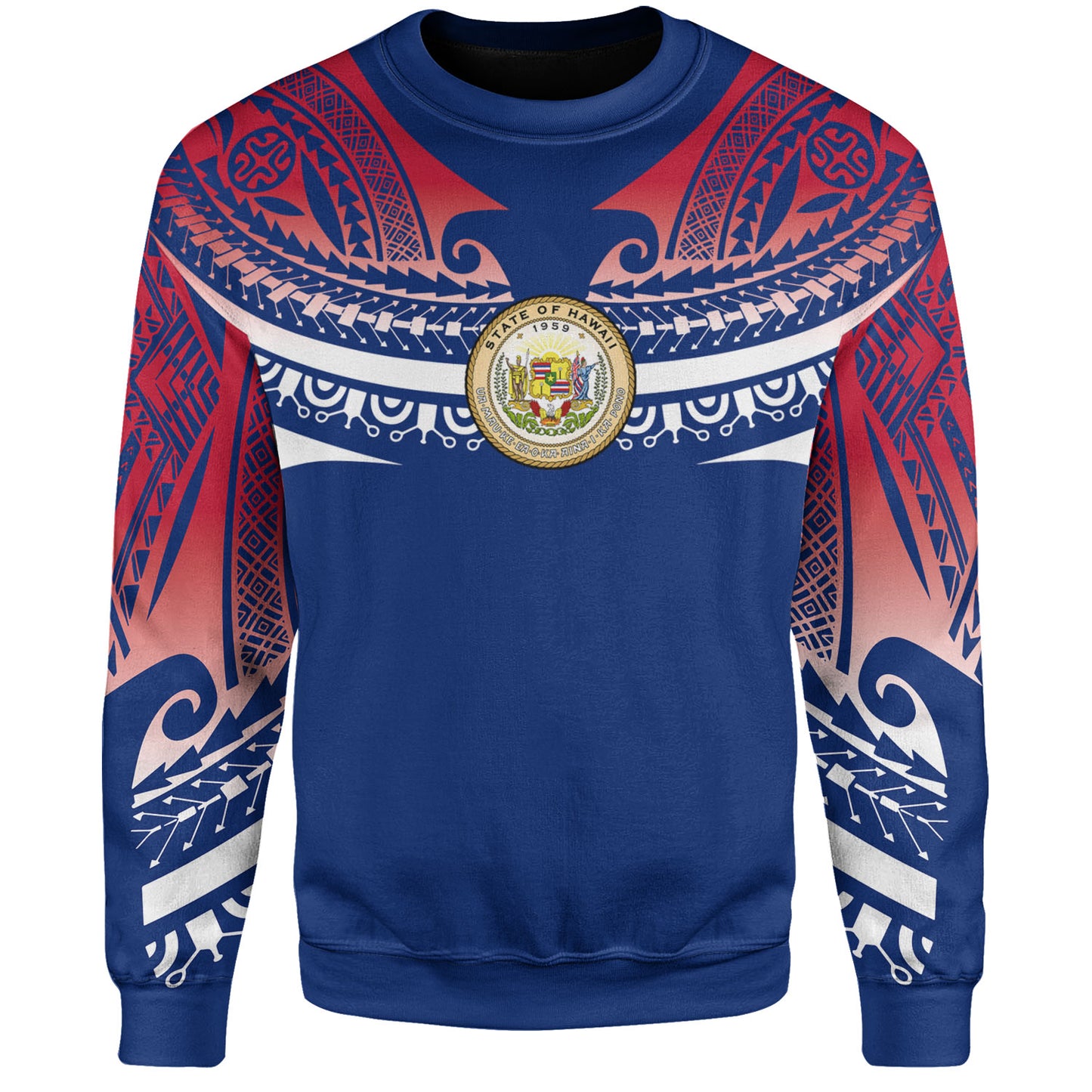 Hawaii Custom Personalised Sweatshirt Polynesian Tattoo Style Flag Color