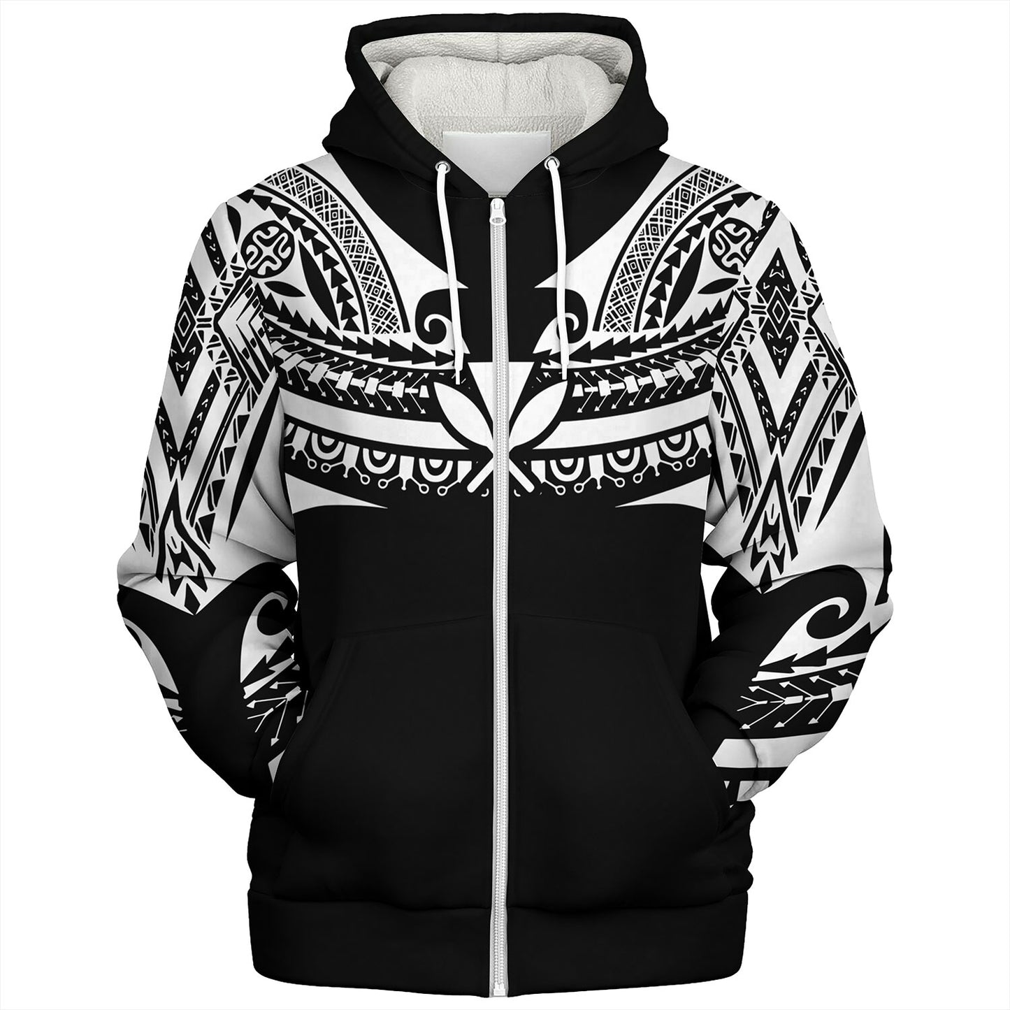Hawaii Custom Personalised Sherpa Hoodie Polynesian Tattoo Style