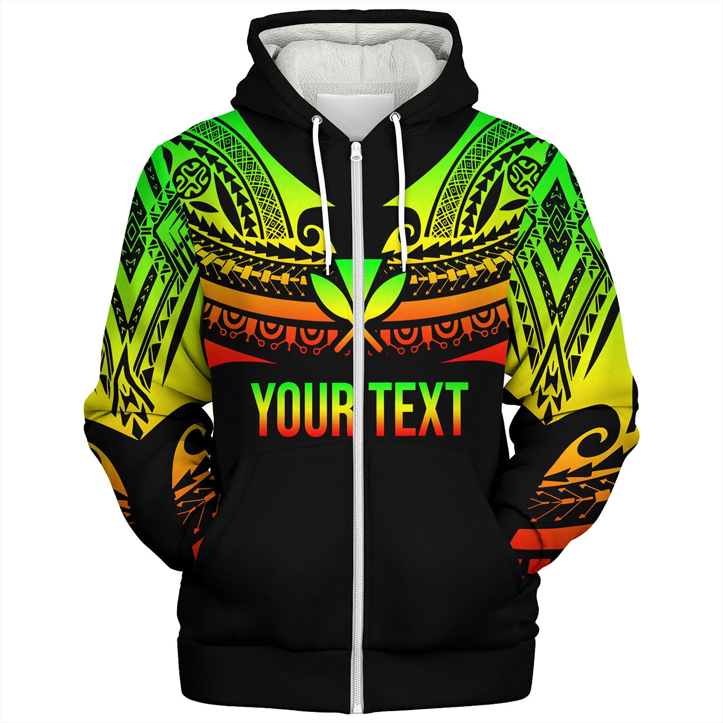 Hawaii Custom Personalised Sherpa Hoodie Polynesian Tattoo Style