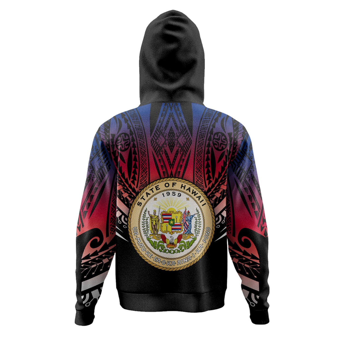 Hawaii Custom Personalised Hoodie Polynesian Tattoo Style Flag Color