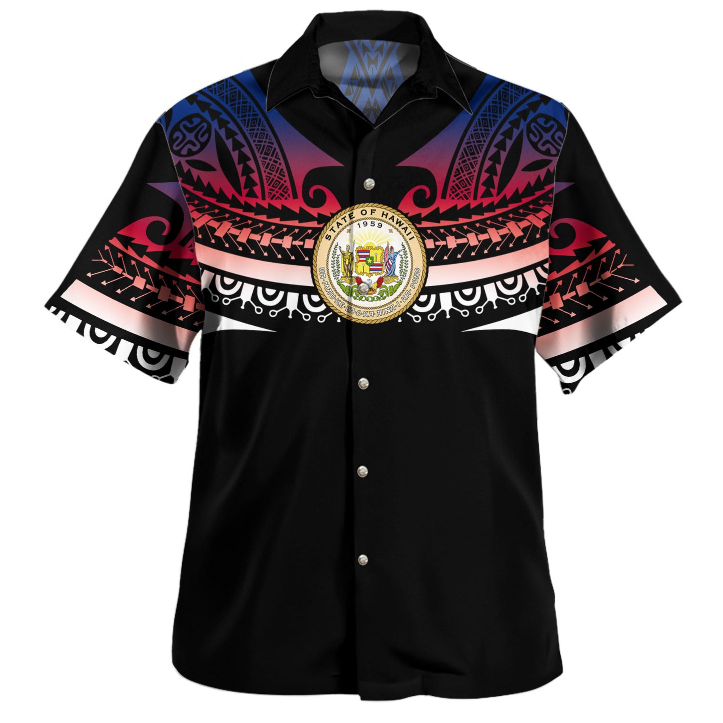 Hawaii Custom Personalised Hawaiian Shirt Polynesian Tattoo Style Flag Color
