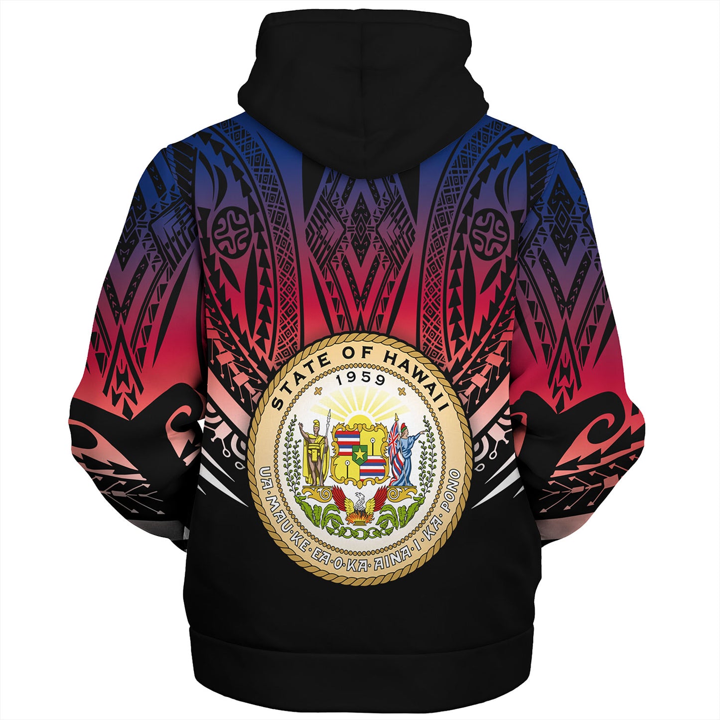 Hawaii Custom Personalised Sherpa Hoodie Polynesian Tattoo Style Flag Color