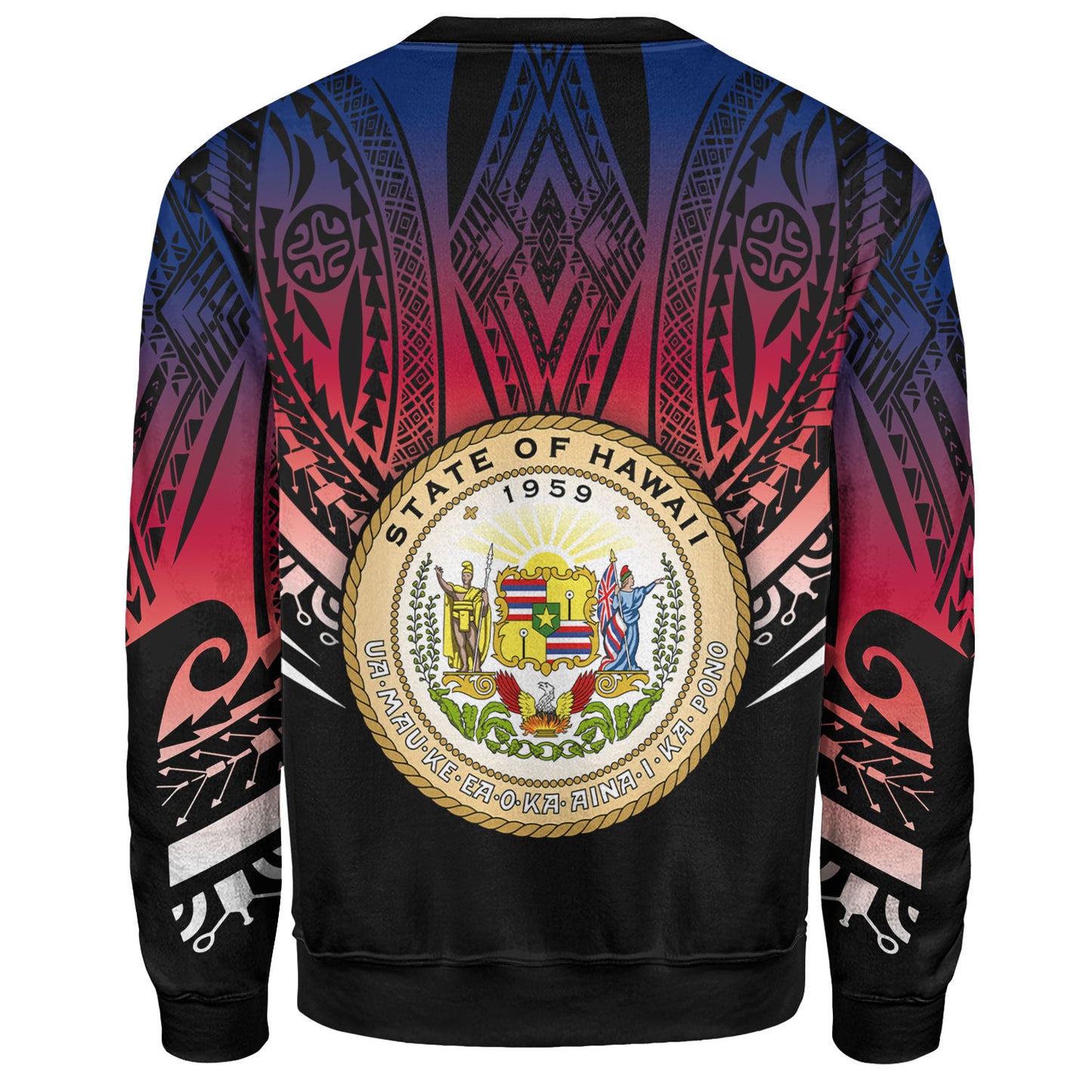 Hawaii Custom Personalised Sweatshirt Polynesian Tattoo Style Flag Color