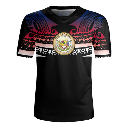 Hawaii Custom Personalised Rugby Jersey Polynesian Tattoo Style Flag Color