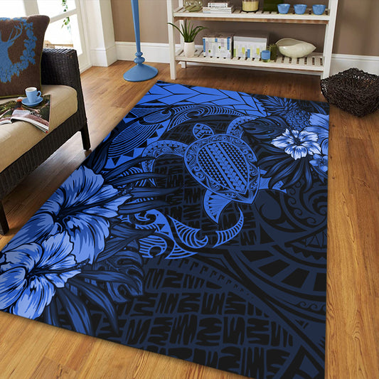 Hawaii Area Rug Hawaii Polynesian Turtle Tropical Blue