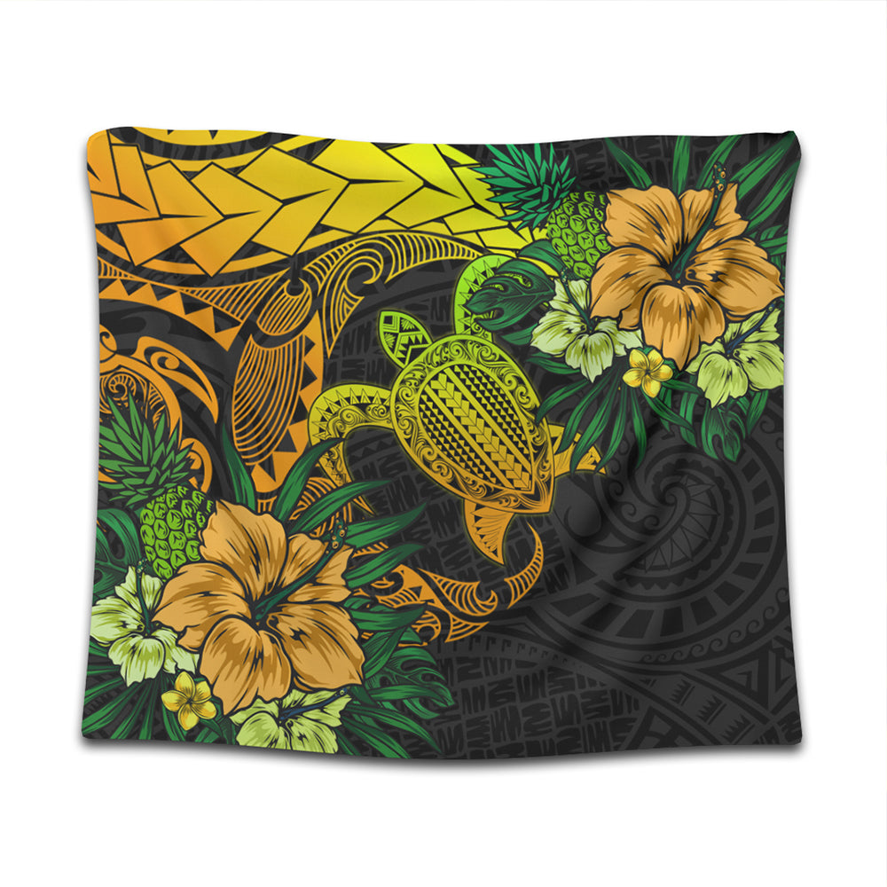 Hawaii Tapestry Hawaii Polynesian Turtle Tropical Gardient Yellow