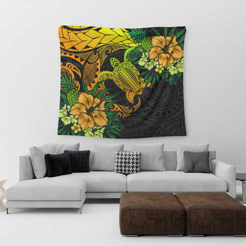 Hawaii Tapestry Hawaii Polynesian Turtle Tropical Gardient Yellow
