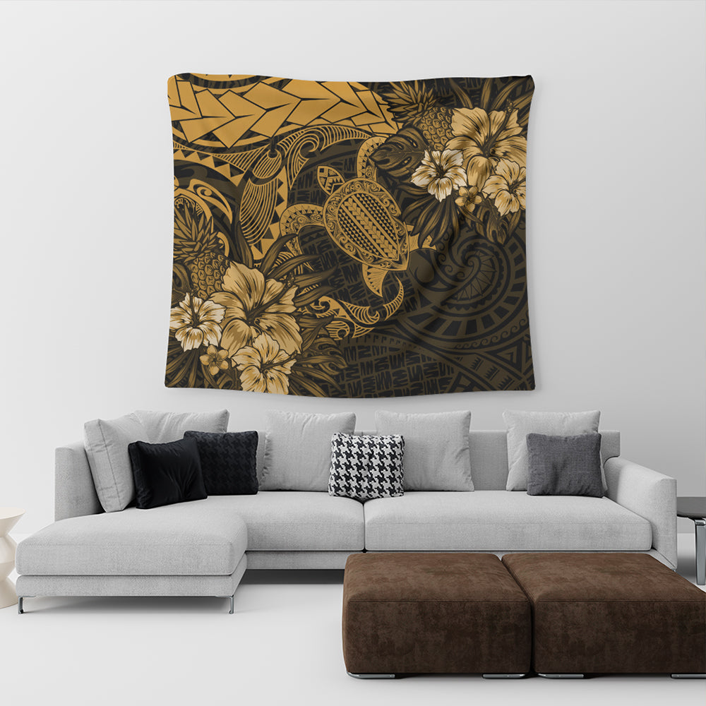 Hawaii Tapestry Hawaii Polynesian Turtle Tropical Golden