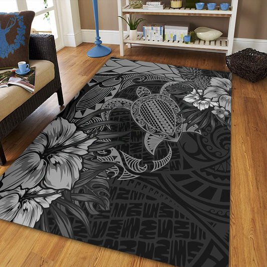 Hawaii Area Rug Hawaii Polynesian Turtle Tropical Grey