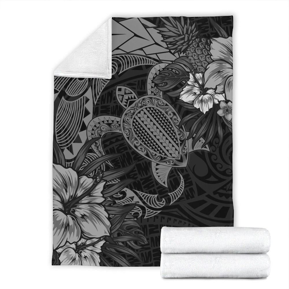 Hawaii Premium Blanket Hawaii Polynesian Turtle Tropical Grey