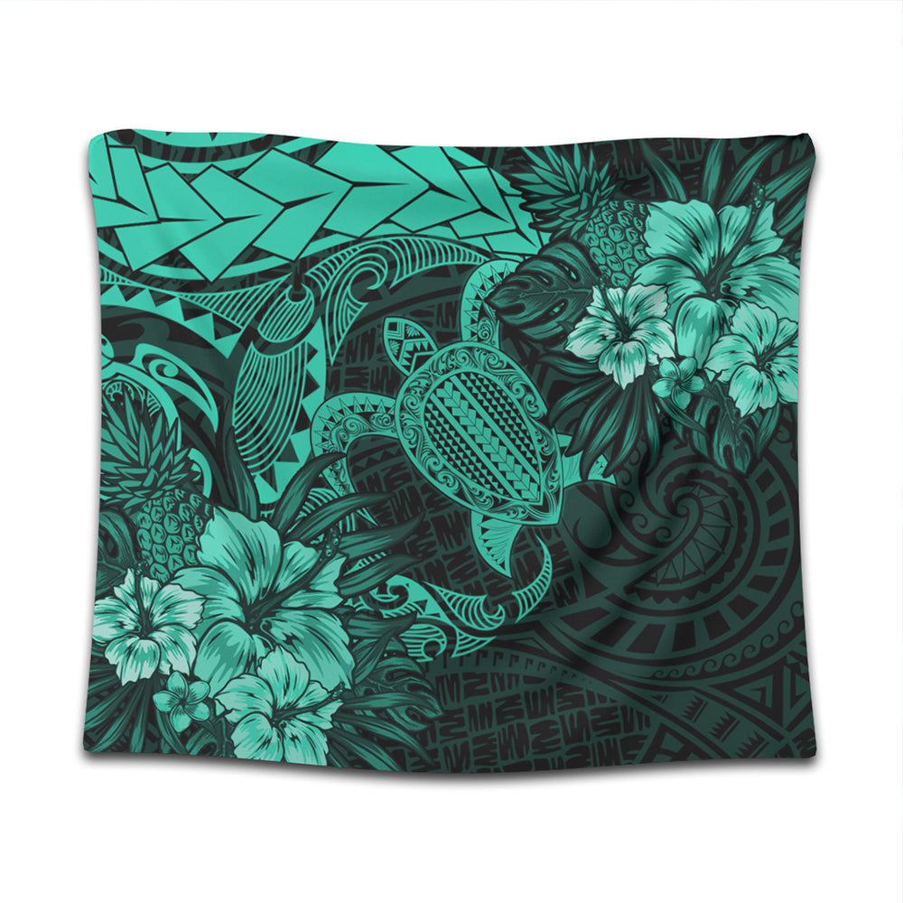 Hawaii Tapestry Hawaii Polynesian Turtle Tropical Patina Green