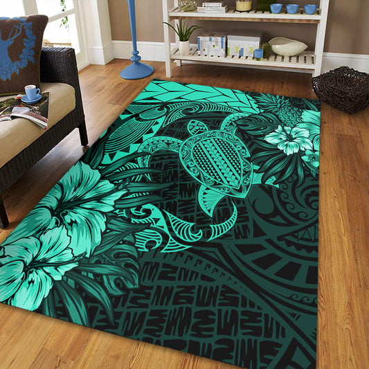 Hawaii Area Rug Hawaii Polynesian Turtle Tropical Patina Green