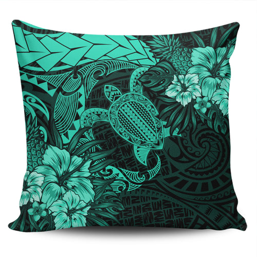 Hawaii Pillow Cover Hawaii Polynesian Turtle Tropical Patina Green