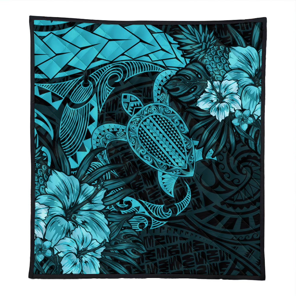 Hawaii Premium Quilt Hawaii Polynesian Turtle Tropical Turquoise