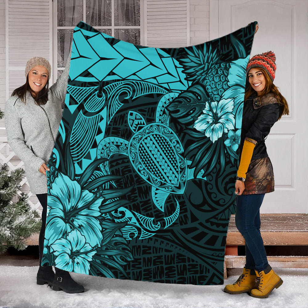 Hawaii Premium Blanket Hawaii Polynesian Turtle Tropical Turquoise