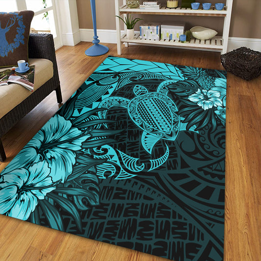 Hawaii Area Rug Hawaii Polynesian Turtle Tropical Turquoise