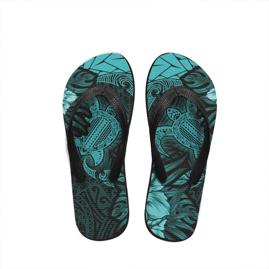 Hawaii Flip Flop Polynesian Turtle Tropical Turquoise
