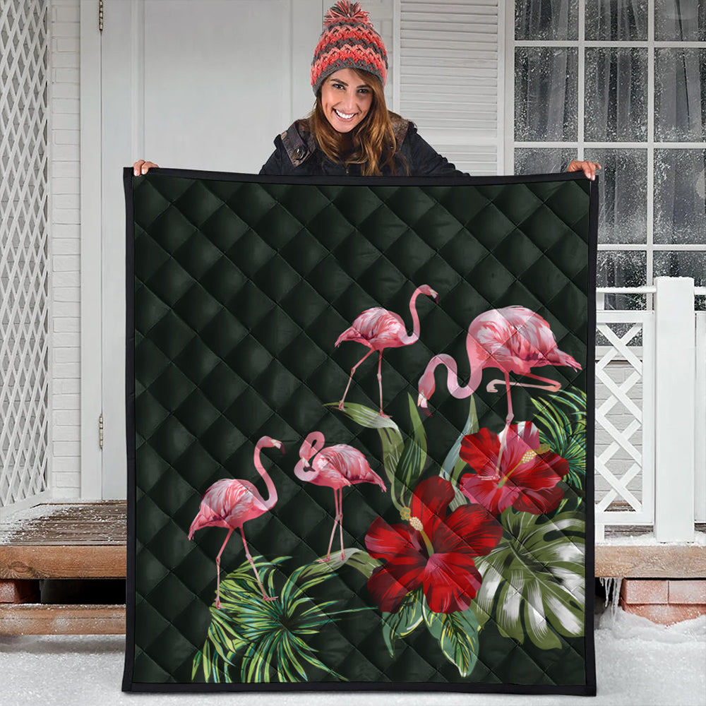Hawaii Premium Quilt Hibiscus Flamingo