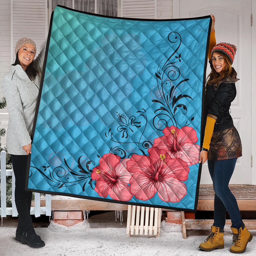 Hawaii Premium Quilt Hibiscus Flower Red