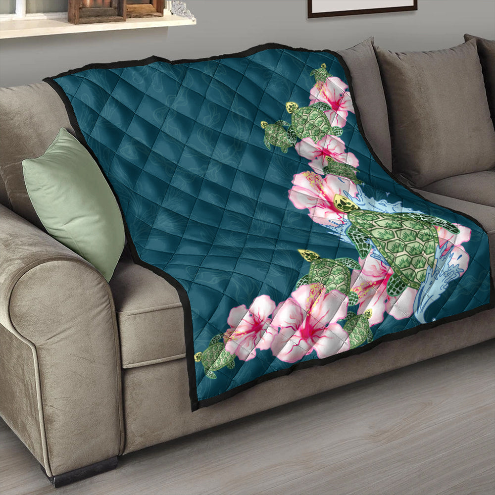 Hawaii Premium Quilt Hibiscus Turtle Dance